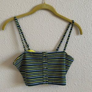 Olivaceous Striped Ribbed Knit Crop Top NWT 🌴